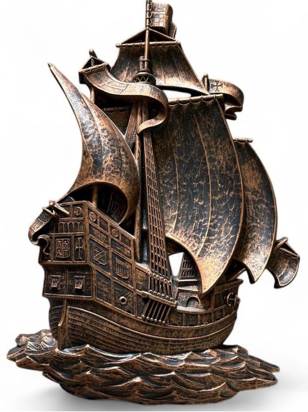 Syroco Coppercraft Antique Bronze Copper Sailing Pirate Ship Wall Art Sculpture